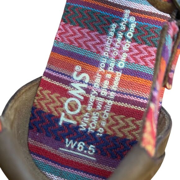 Toms Playa Tribal Womens Ankle Strap Thongs Flip Flops Leather Summer Shoes 6.5 - Picture 16 of 16